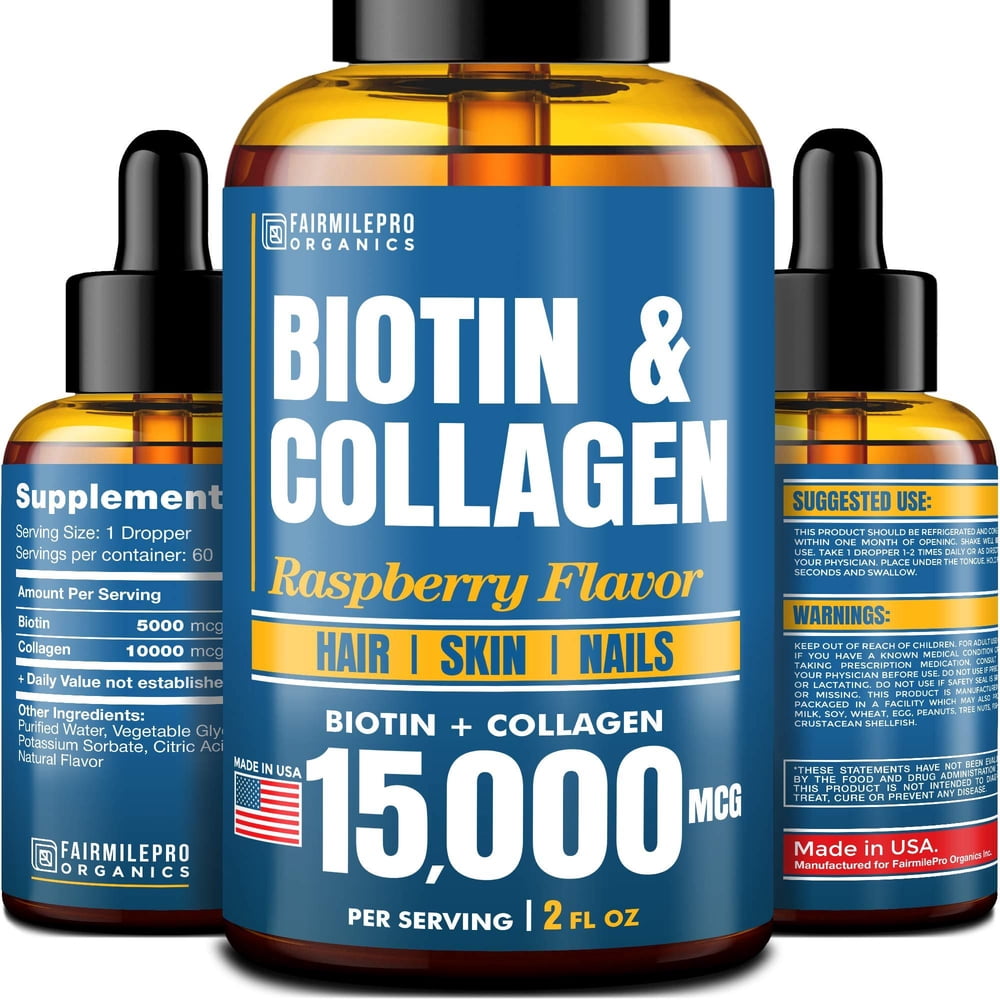 Biotin & Collagen 15,000 mcg - All-Natural Hair Growth Treatment - Made