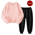 thumbnail image 2 of Otqutp 1-10 Years Girls 2 Piece Outfits Fashion Tracksuit Long Sleeve Round Neck Pullover Sweatshirt Sweatpants Jogger Set Sweatsuit(PK3,7-8 Years), 2 of 4