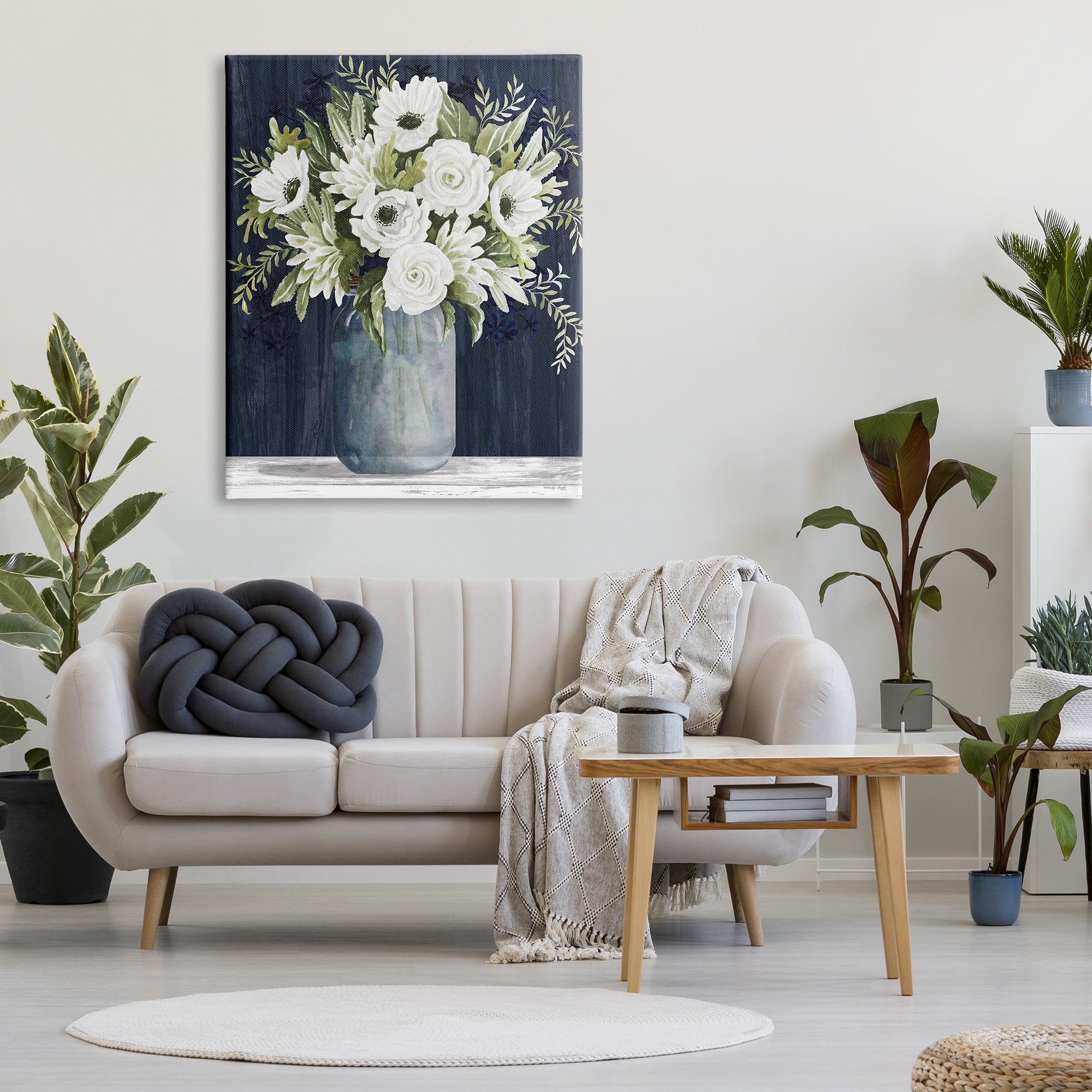 Stupell Industries White Country Blooms Botanical & Floral Painting Gallery Wrapped Canvas Print Wall Art, 36 x 48