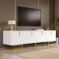 thumbnail image 3 of Homy Casa TV Stand with Textured Doors, Gold Handles & Legs, 3 of 12