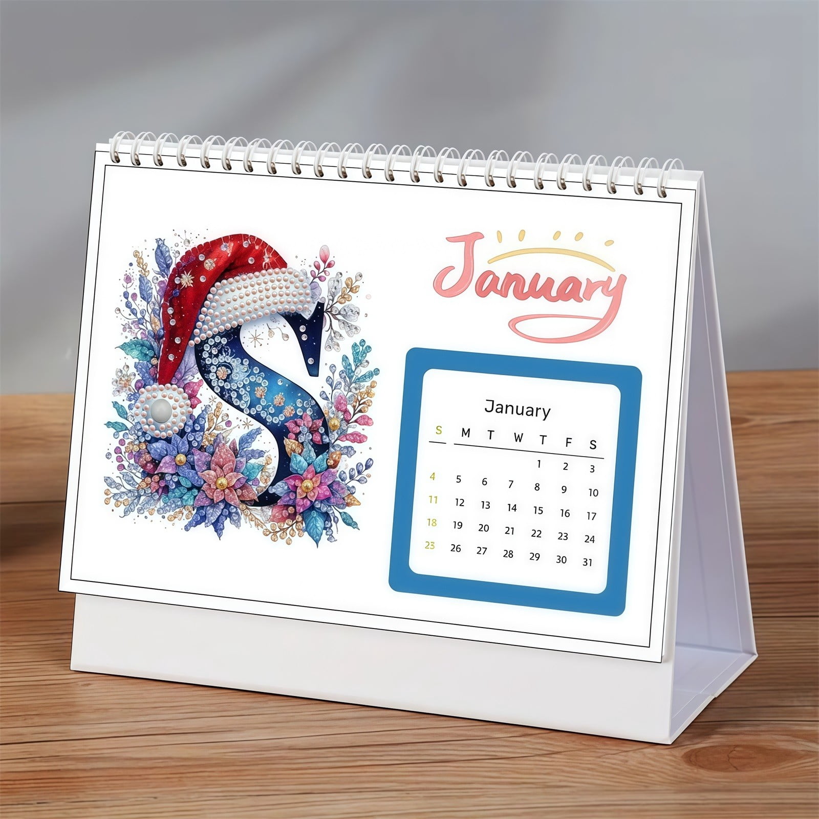 FLOPESN 2026 DIY Diamond Art Desk Painting Calendar,Creative Design Thick Paper Calendar with To Do List Ornaments Monthly Flip Tabletop Calendar for Home Office Planning-Santa Claus