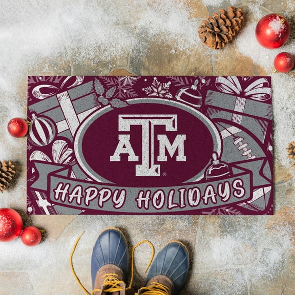 Texas A&M Aggies 28" x 16" Happy Holidays Christmas Turf Door Mat
