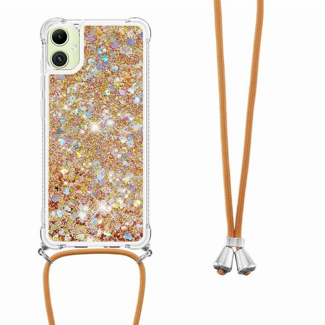 Funda FOXDOCK para Samsung Galaxy A05 con Cuerda Ajustable, Brillo Líquido, Protección Antigolpes y Lente – Ideal para Regalo
