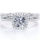 thumbnail image 1 of Juego de Anillos de Boda con Halo de Moissanita de Talla Cojín de 1,5 Quilates y Diseño Infinito con Pavé, Chapado en Oro Blanco de 18 K sobre Plata, 1 of 6