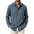thumbnail image 2 of Fanshiluo Men's Plaid Button Down Collared Shirt, Long Sleeve Loose Fit Casual Top,XXXL,Big and Tall Men, 2 of 5