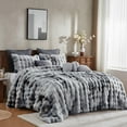 thumbnail image 2 of Wonderful Fluffy Faux Rabbit Fur 3-Piece Comforter Set, Tie-Dye Plush Bedding, 2 of 7