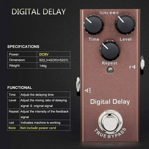 Portable Guitar Effect Pedal Distortion Delay Chorus Tremolo Digital Overdrive