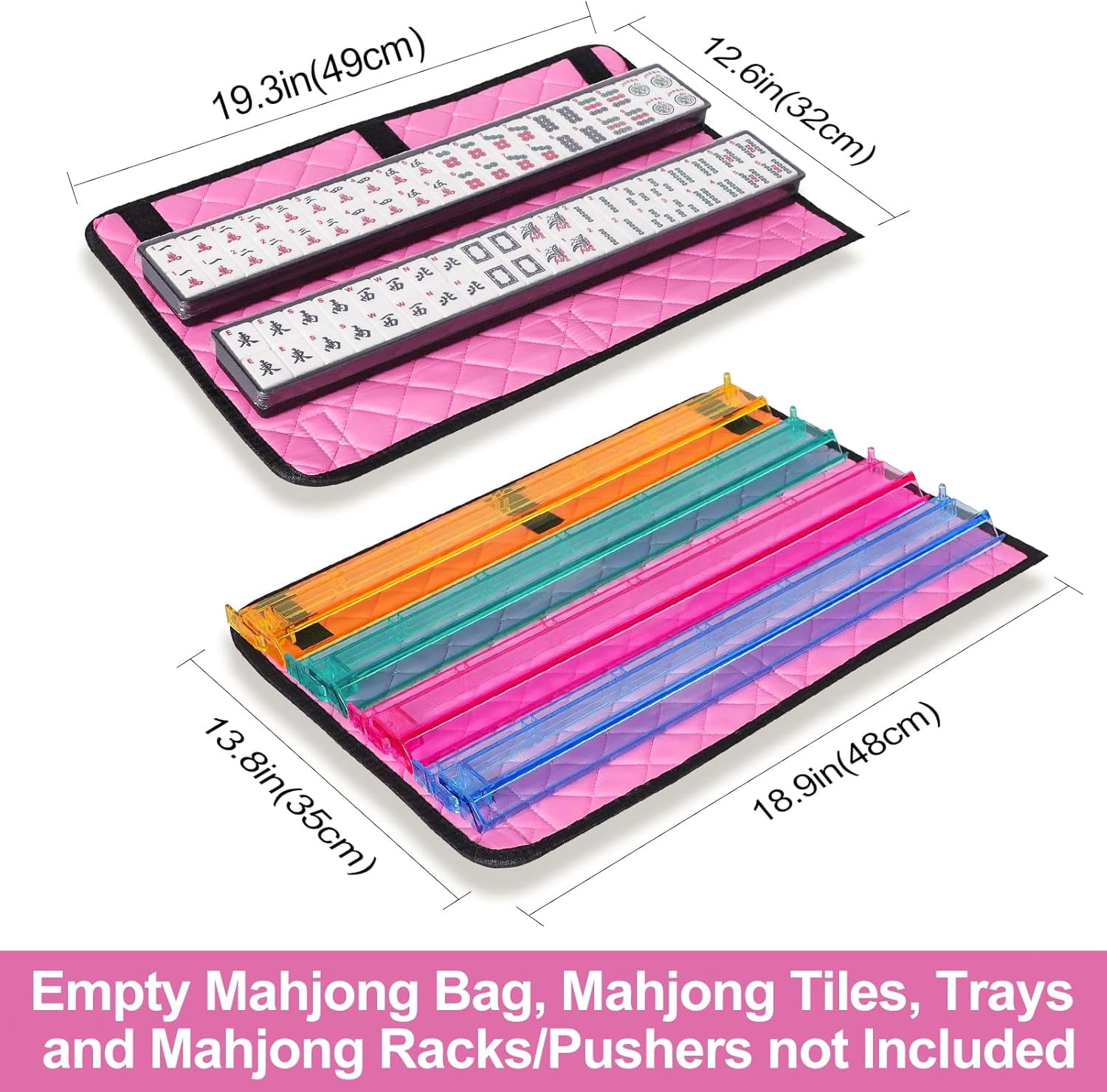 Empty Mahjong Bag, Pink Printed American Mahjong Bag with Two Wrappers (Case Only)