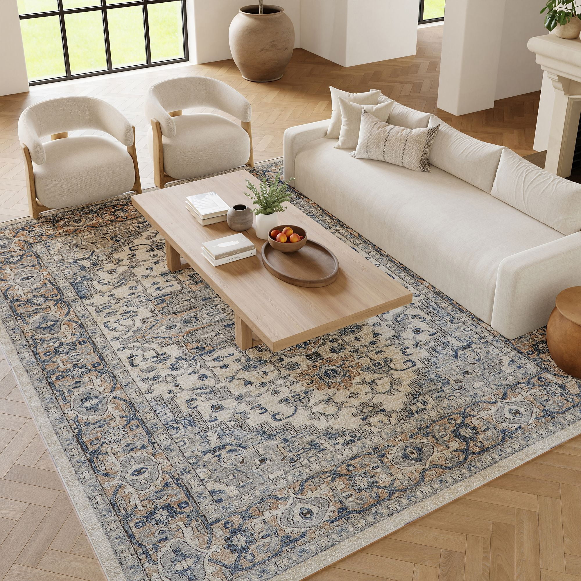 Nourison Concerto Center Medallion Indoor Rug Ivory Grey 6'7" x 9'6"