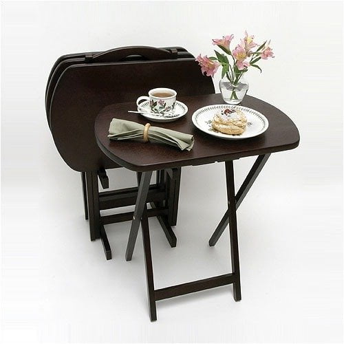 Lipper International Espresso 4-Piece Oversized Snack Table Set