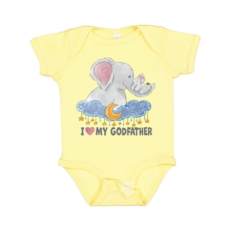

Inktastic I Love My Godfather Cute Elephants with Moon and Stars Boys or Girls Baby Bodysuit