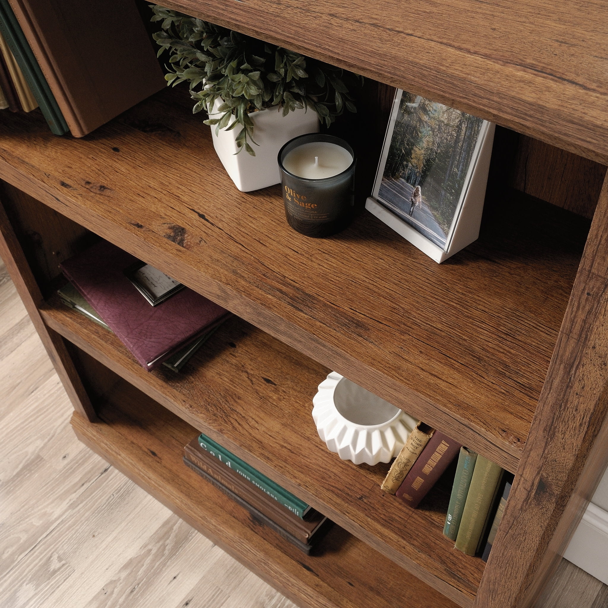 Sauder Select 3-Shelf Bookcase, Vintage Oak Finish