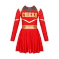 thumbnail image 1 of Mufeng Robe de Cheerleading d'Halloween pour Filles, Manches Longues, Épaules Dénudées, Rouge 16, 1 of 7