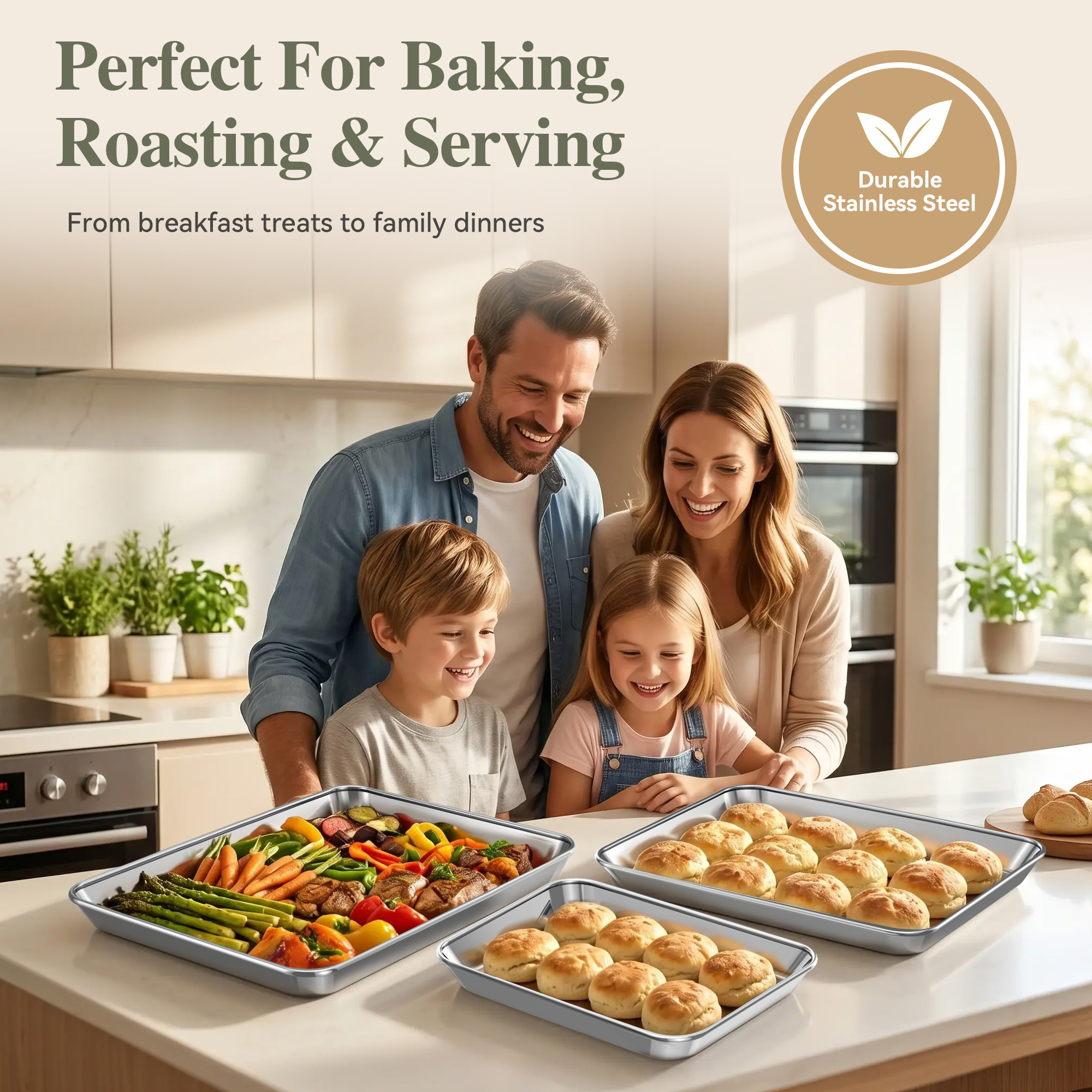 TINANA Stainless Steel Baking Sheet Pan Set (2-Pack) photo 6