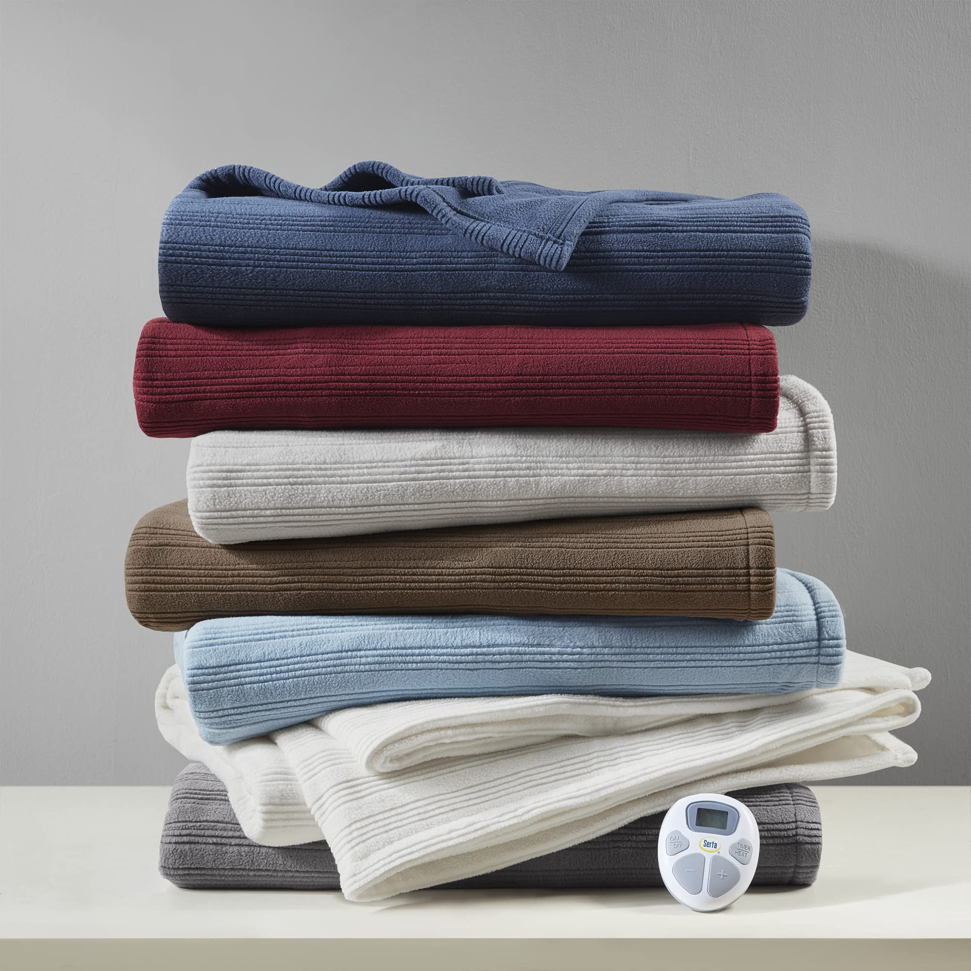 Serta Full Fleece Ultra Soft Electric Throw Heated Blanket for Cold Winter Season Cream