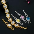 thumbnail image 5 of Yellow Gold Plated Round Cubic Zirconia Wedding Bracelet for Women Party Jewelry, 5 of 9