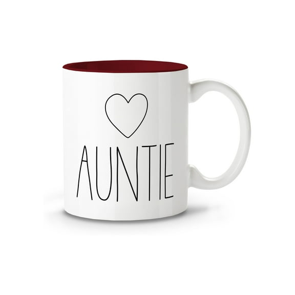 Auntie Christmas Gifts - Happy Holidays Xmas Coffee Mug - Tea Cup Gifts Aunt Birthday 11oz - Maroon Interior