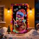 thumbnail image 5 of Cubierta de puerta navideña fluorescente con estampado de Papá Noel y árbol | Pancarta navideña luminosa para decoración de interiores y exteriores | Decoración de puerta de poliéster de 90 x 180 cm, 5 of 5