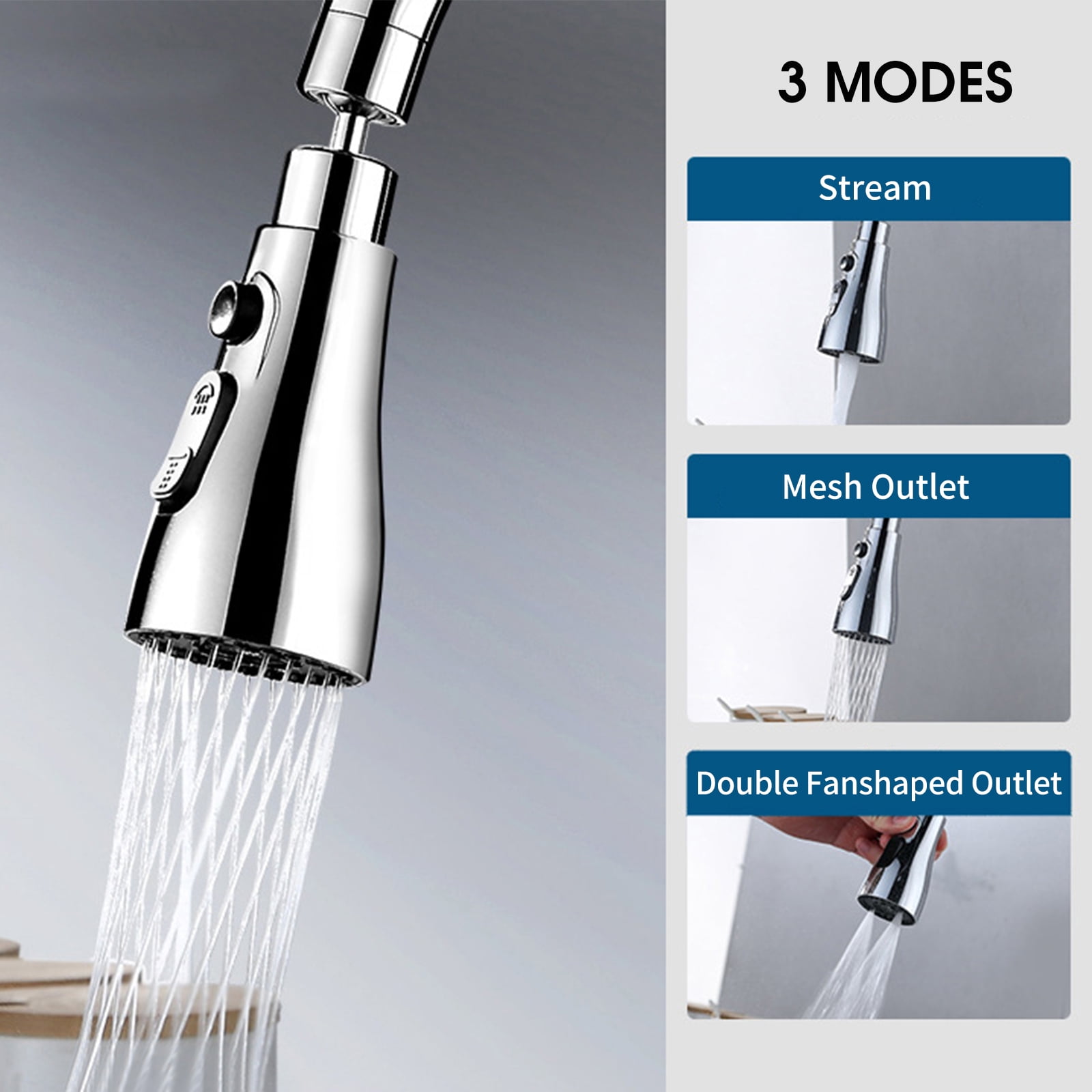 3 Functions Spray Head 360 °Swivel Faucet Spayer Head G1/2 Water-saving Sink Aerator For Kitchen Faucet Replacement Spray Head ,Durable Material