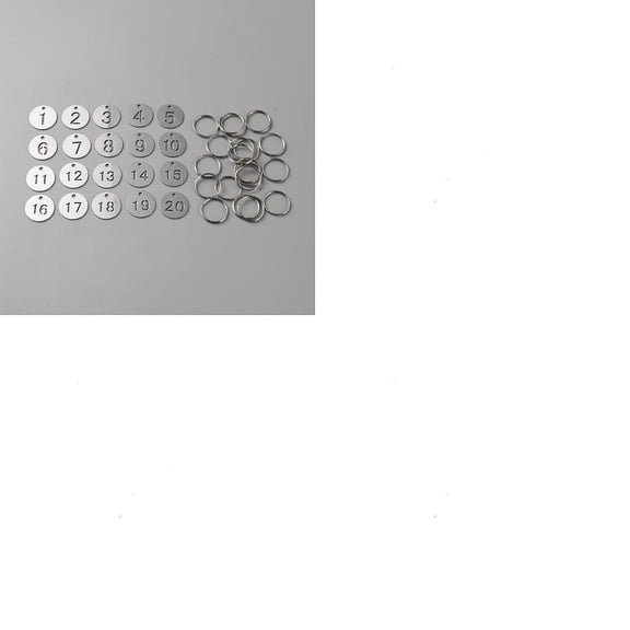 20Pcs Metal Numbered Tags 23x1mm Silver Stainless Steel Round Marking Identification Hang Tags Number 1 to 20 with Iron Rings