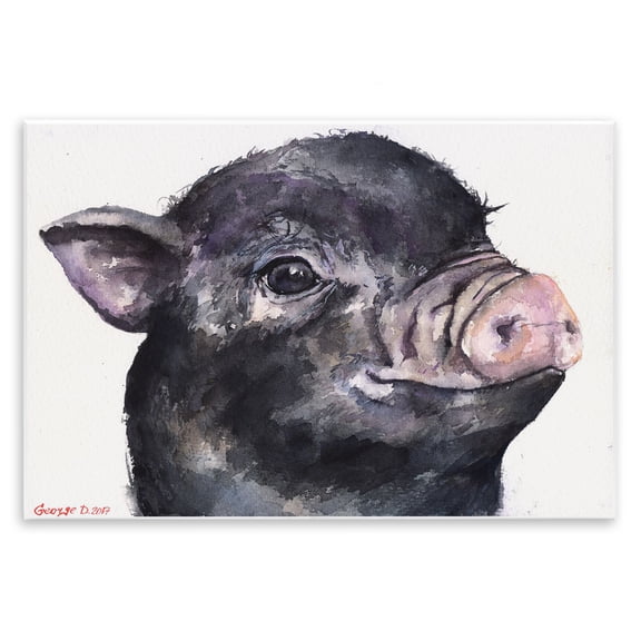 Stupell Industries French Country Cute Pig Baby Animal Watercolor Wall Plaque Art, 15 x 10, by George Dyachenko