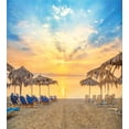 thumbnail image 3 of Ambesonne Summer Duvet Cover Set, Sandy Beach with Sunrise, Queen, Tan Blue, 3 of 6