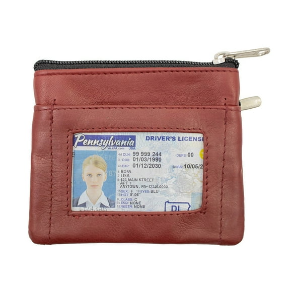 Leather coin purse, Women's coin purse, Leather zipper pouch