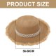 thumbnail image 2 of Sombrero de paja para mujer, circunferencia de 56-58 cm, parasol de verano, protector solar, sombrero de ala grande con perlas para playa, 2 of 6