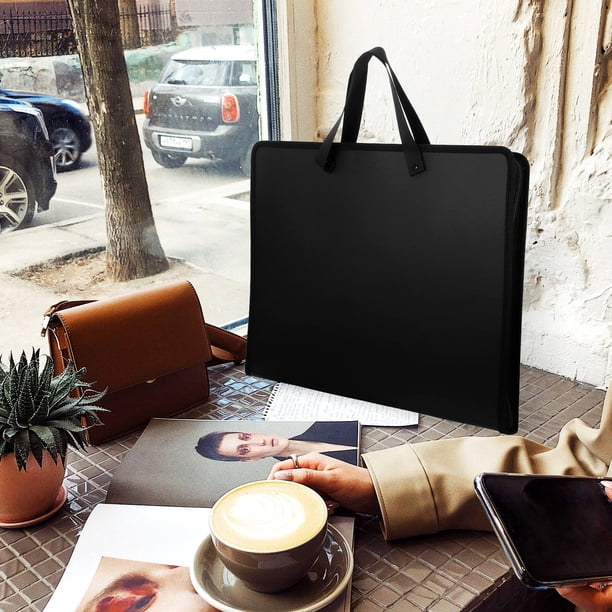 unbranded Portafolio Portátil Negro Para Para Guardar Documentos Y Bocetos De Forma Segura