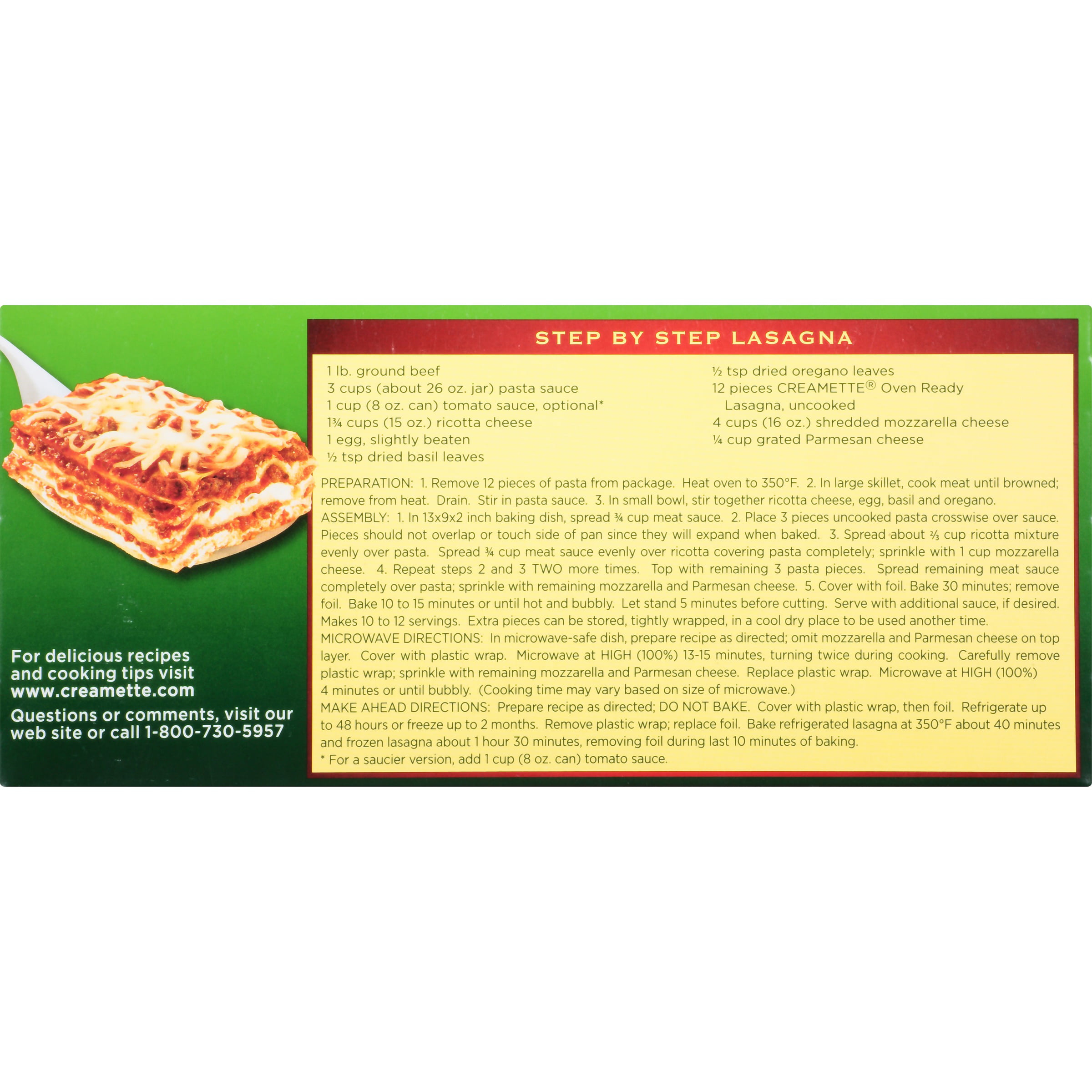 Creamette Oven Ready Lasagna Recipe - Find Vegetarian Recipes