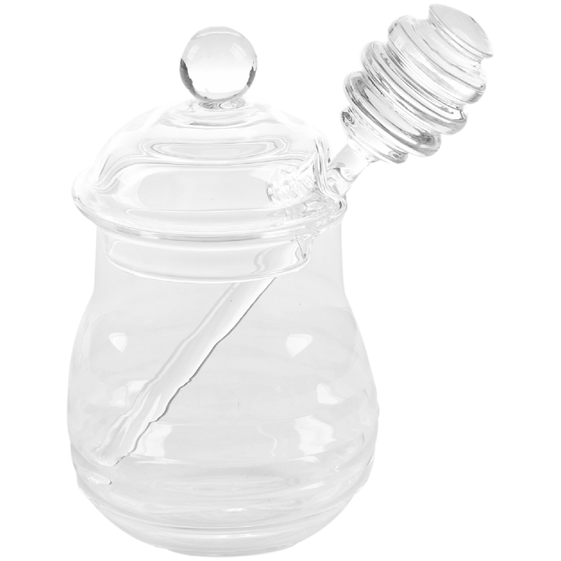 glass honey jar with lid Honey Jar Dipper, Clear, 9 Ounces