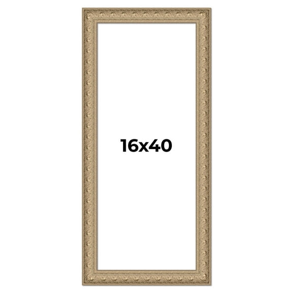 16x40 Frame Ornate Silver Beaded Solid Wood Picture Frame Width 2.5 Inches | Interior Depth 1