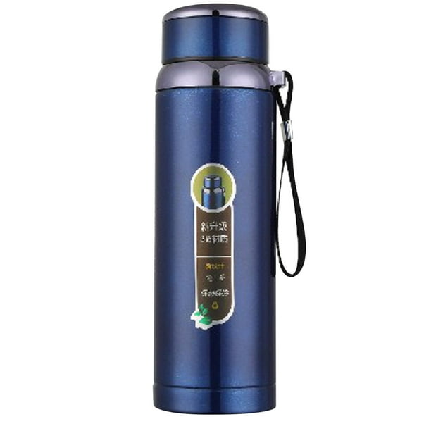 Botella térmica de acero inoxidable de boca ancha de 1000 ml con filtro extraíble para oficina, color azul