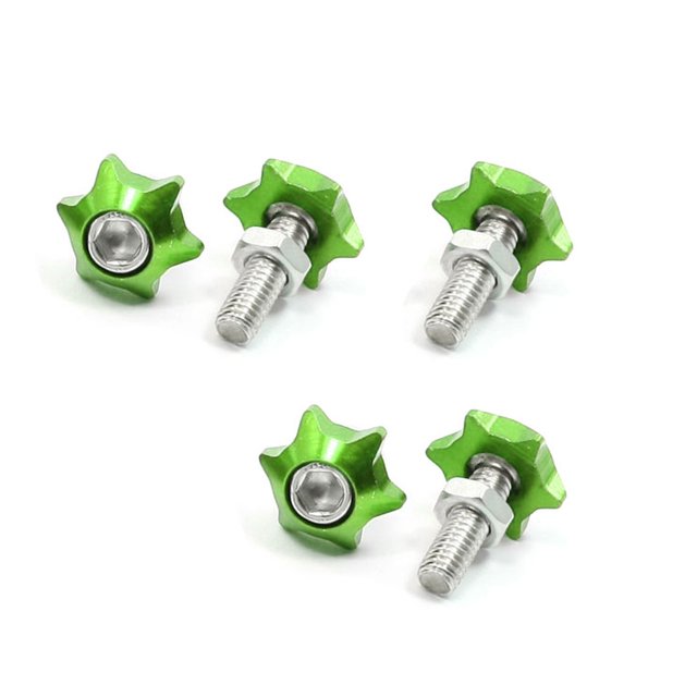 Unique Bargains 5 x Green Car Motorcycle Decorative License Plate Bolts Screws 6mm Thread