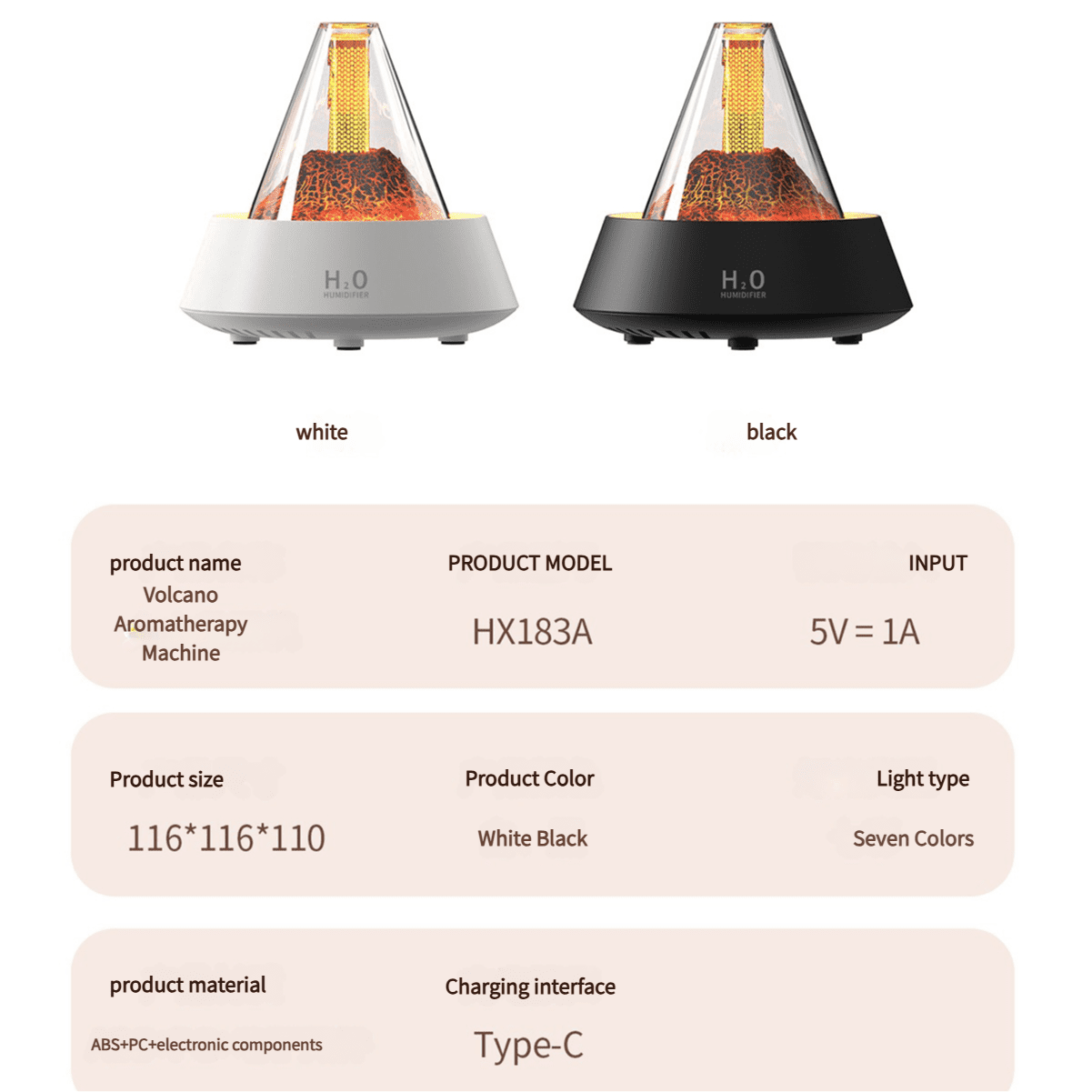 Volcanic Humidifier Essential Oil Diffuser LED Lava Lamp Aroma Diffuser Home Decor