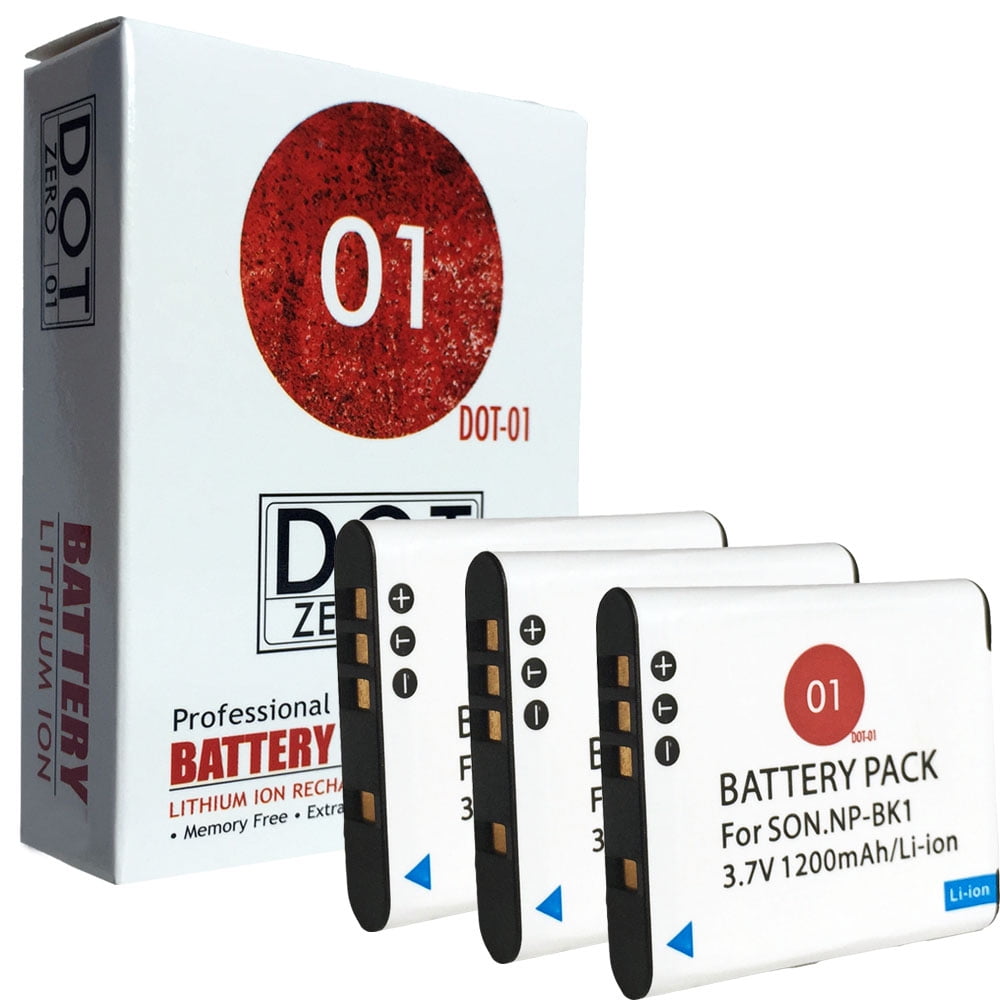 3x DOT01 Brand 1200 mAh Replacement Sony NPBK1 Batteries for Sony
