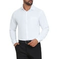 thumbnail image 4 of Camisa de vestir de patrón de negocios de manga larga con botones para hombres Inspire Chic M Blanca, 4 of 5