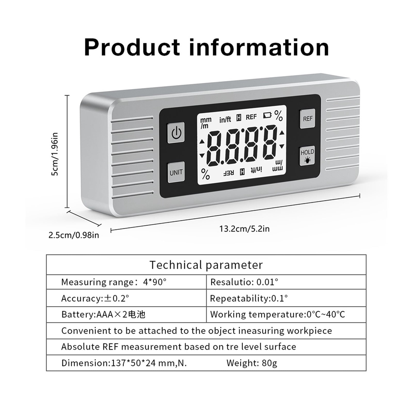 Digital Level Electronic Protractor Inclinometer with Magnet Level Angle Meter Bevel ,Water-Proof & Dust Resistant