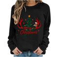 thumbnail image 2 of asdoklhq Christmas Women Sweatshirt Women's Round Neck Christmas Printed Sweatshirt Long Sleeved Top Sweatshirt Black S, 2 of 6