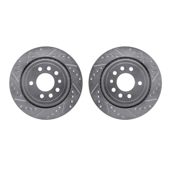 Dynamic Friction Company Rear Brake Rotors-Drilled and Slotted-Silver 7002-65019