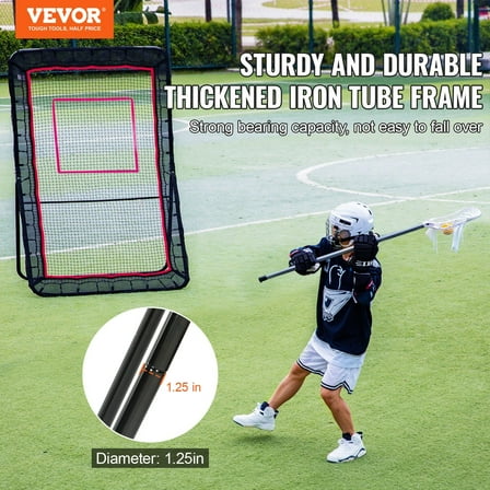 5x7 Ft Lacrosse Rebounder with Target, Adjustable Pitchback Net for Baseball Softball Volleyball & Backyard Practice