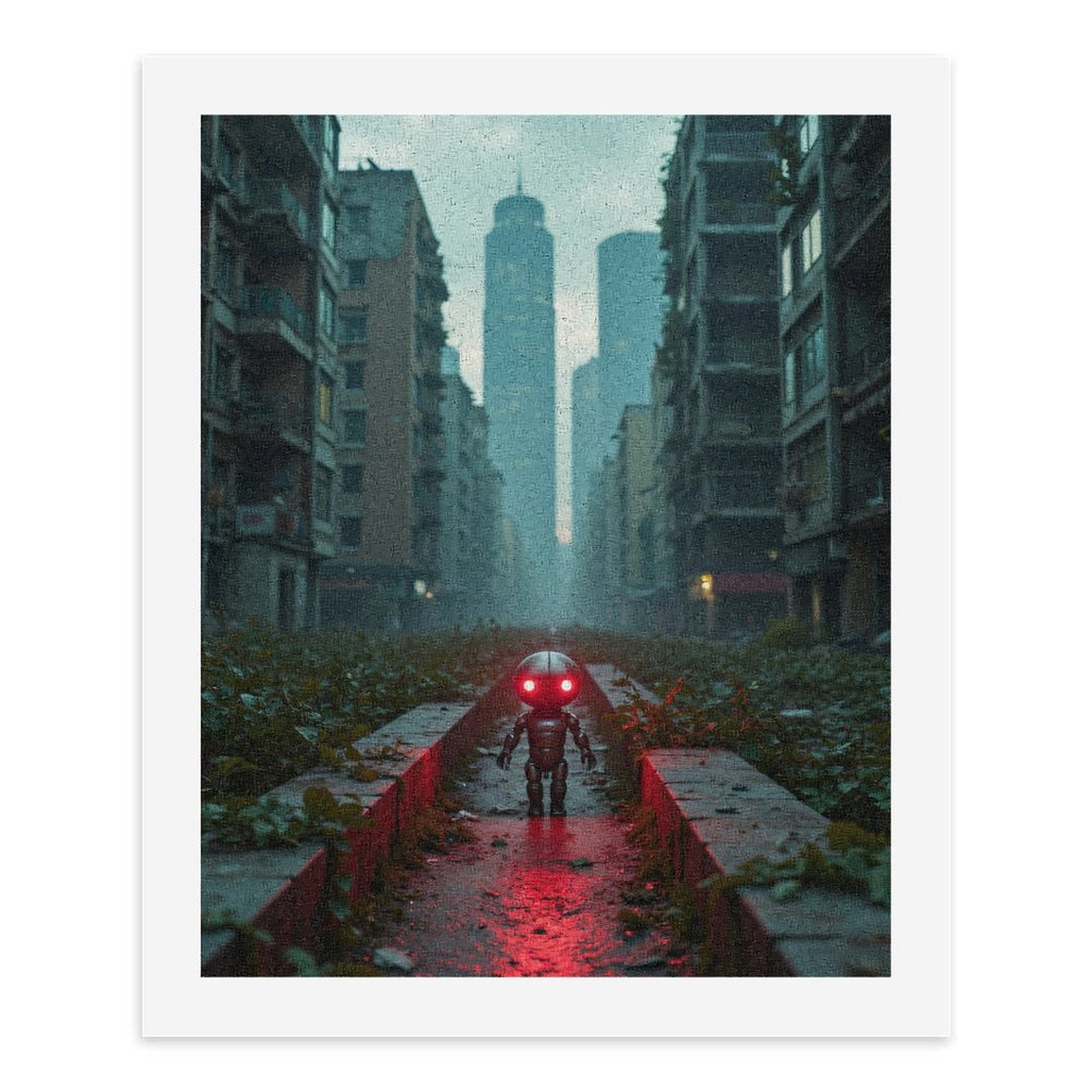 Paint By Numbers Kit for Adults Beginner - DIY Robot Cityscape Red Glow Mood Canvas Painting Kits for Adults, Frameless Paint By Number for Adults for Home Wall Decor 16x20 Inch