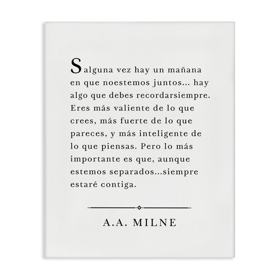 Stupell Industries Siempre Contigo - A.A. Milne Inspirational Quotes & Sayings Painting Wrapped Canvas Art Print Wall Art, 16 x 20
