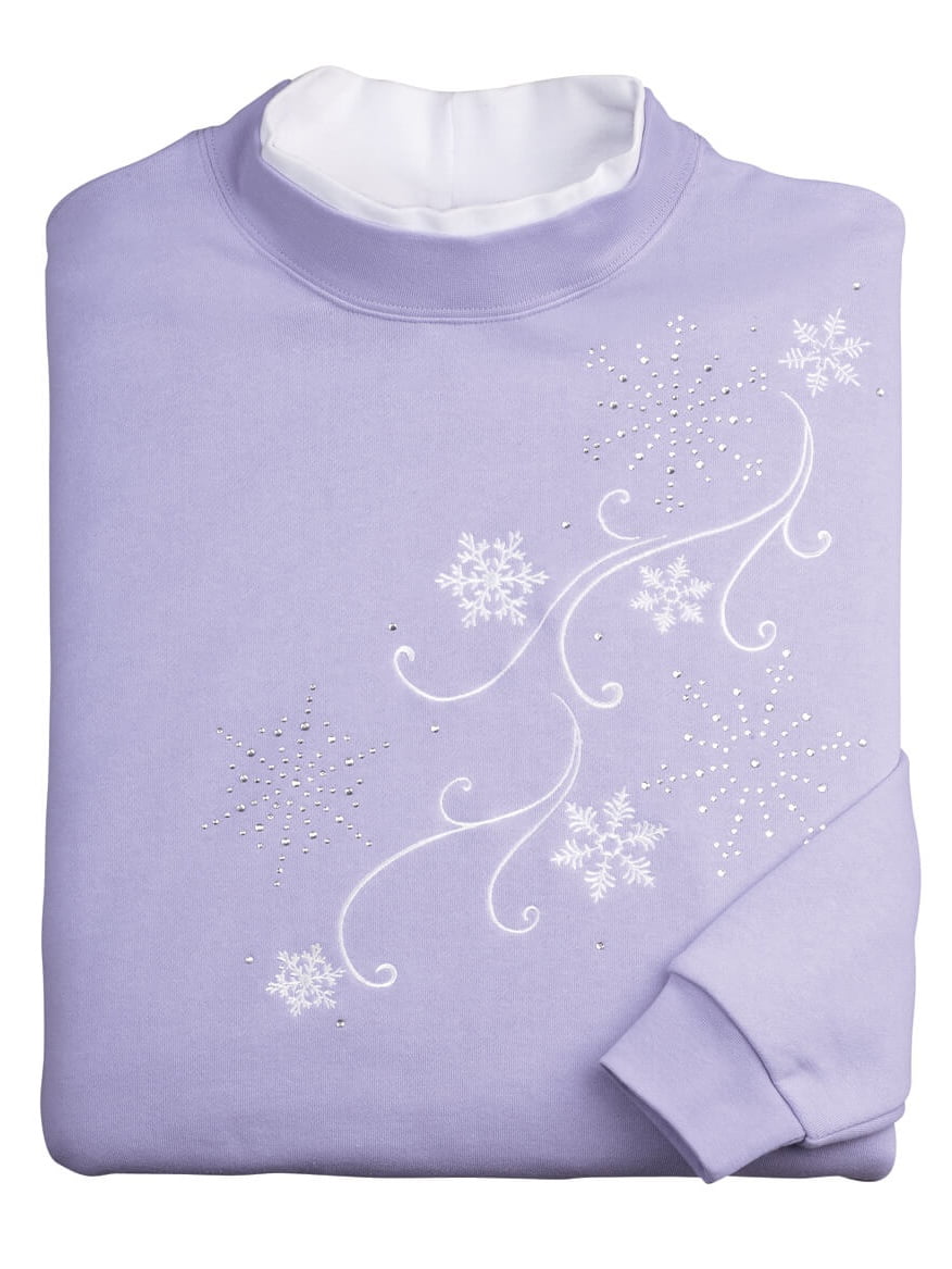 Snowflake Embroidered Unisex Fleece Pullover