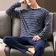 thumbnail image 5 of Conjunto de pijamas para hombre, fibra de leche, manga larga, transpirable, cómodo, ropa de dormir a rayas para hombre B1 XXL, 5 of 8