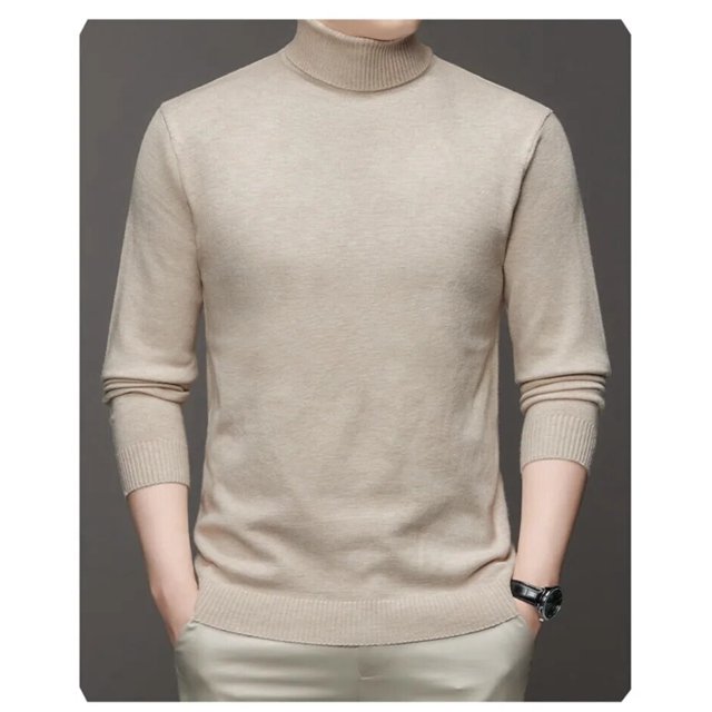 Pull Homme Chaud et Confortable à Manches Longues Col Roulé Vêtements Homme