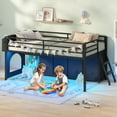 thumbnail image 3 of Low Loft Bed Twin Size with 8 Storage Drawers, Loft Bed with LED Lights, Play Zone and Toy Organizer, Under-Bed Play Space, No Box Spring Needed, Black, 3 of 9