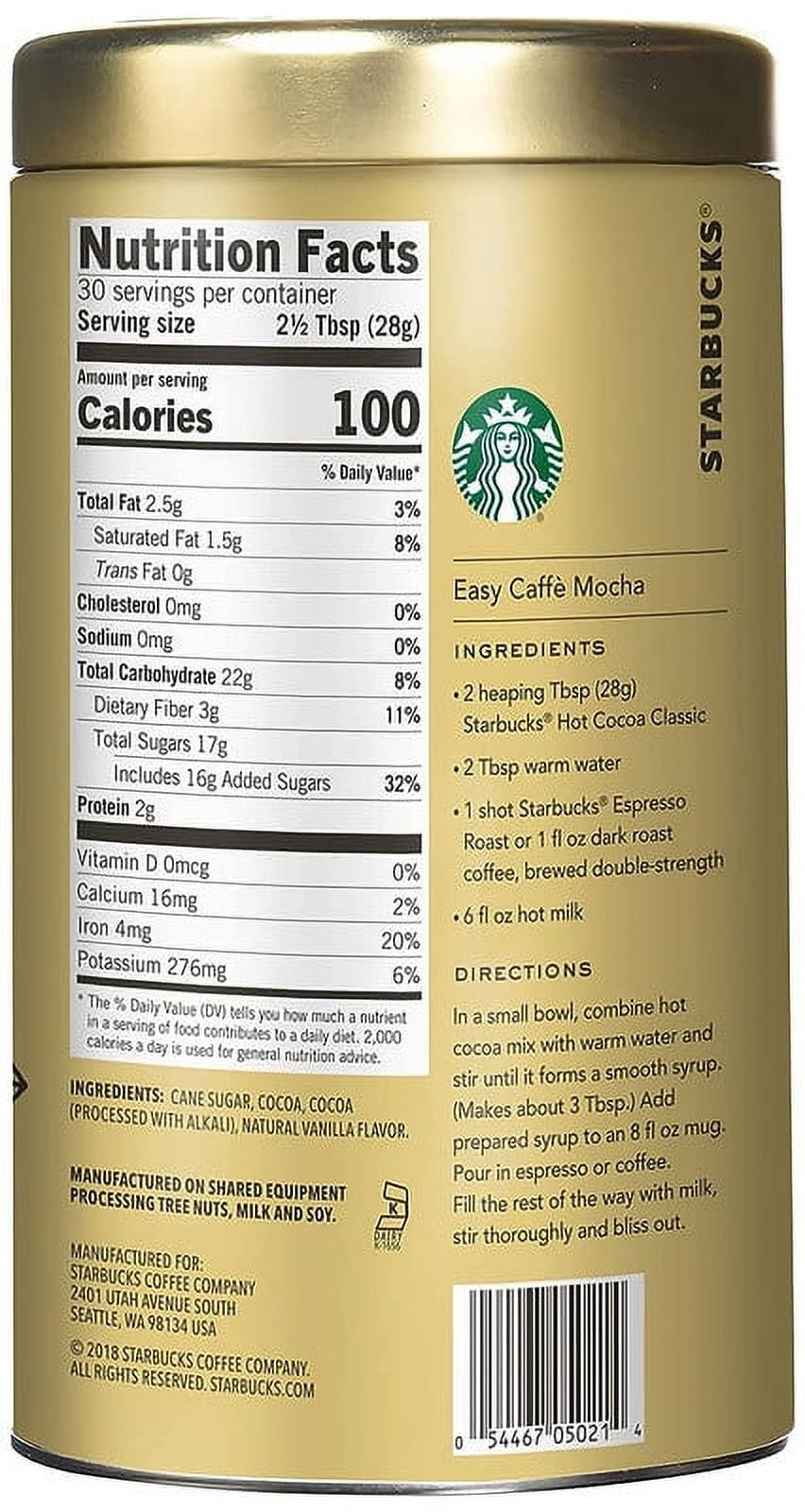 Starbucks Classic Hot Cocoa 30 oz - 2 Pack