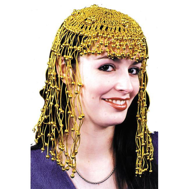 Cleopatra Headpiece Gold Bead Sequin Egyptian Halloween Adult Costume Decor