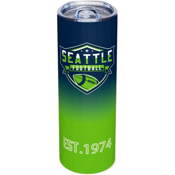 Seattle EST 1974 Tumblers 20oz Straight Skinny Car Cups Sports Travel Coffee Mug, Stainless Steel, Insulated,Classic Collection Gifts for Men Women Fans.